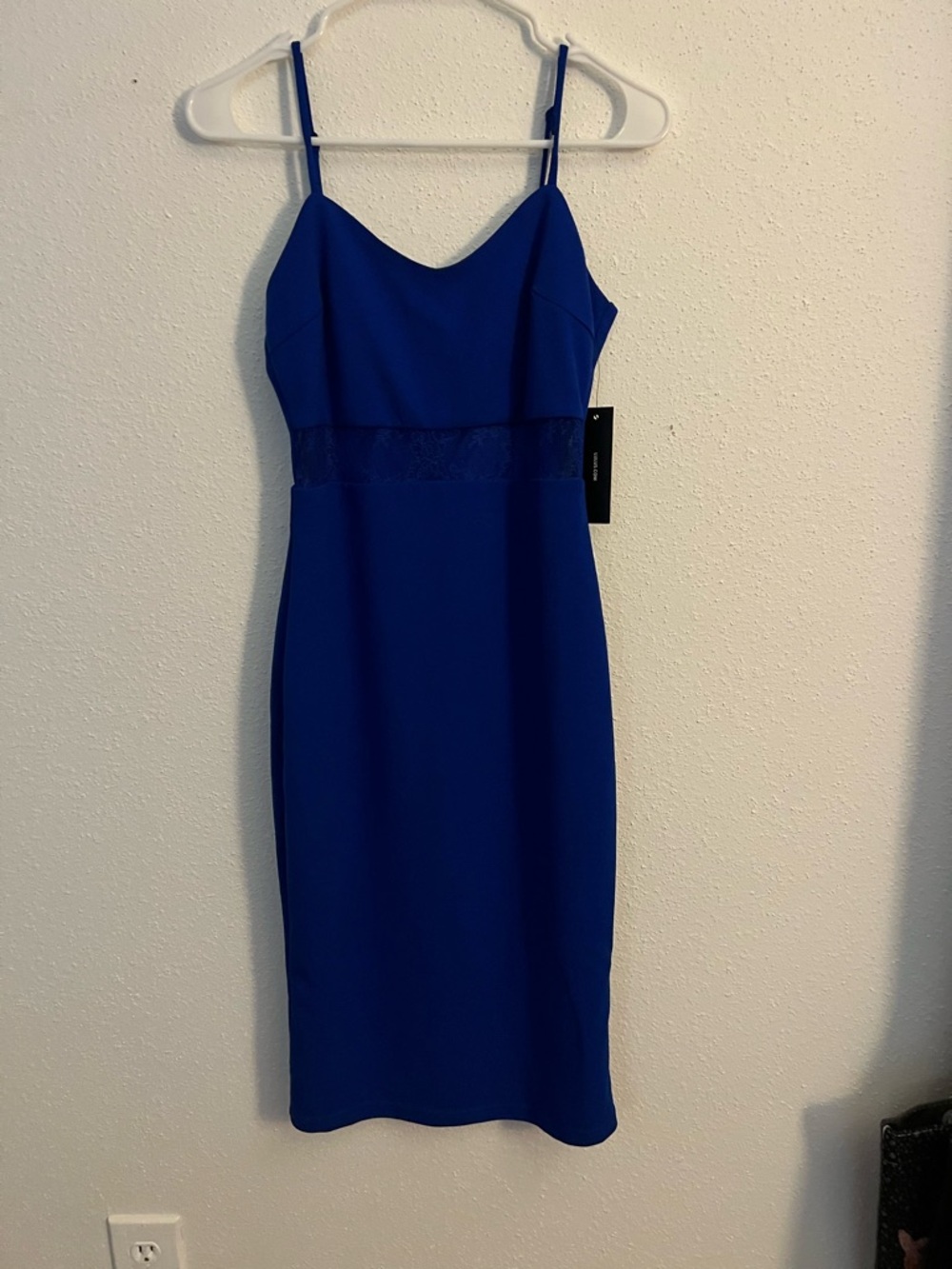 Lulu's Cobalt Blue Spaghetti Strap Midi Sheath Dress